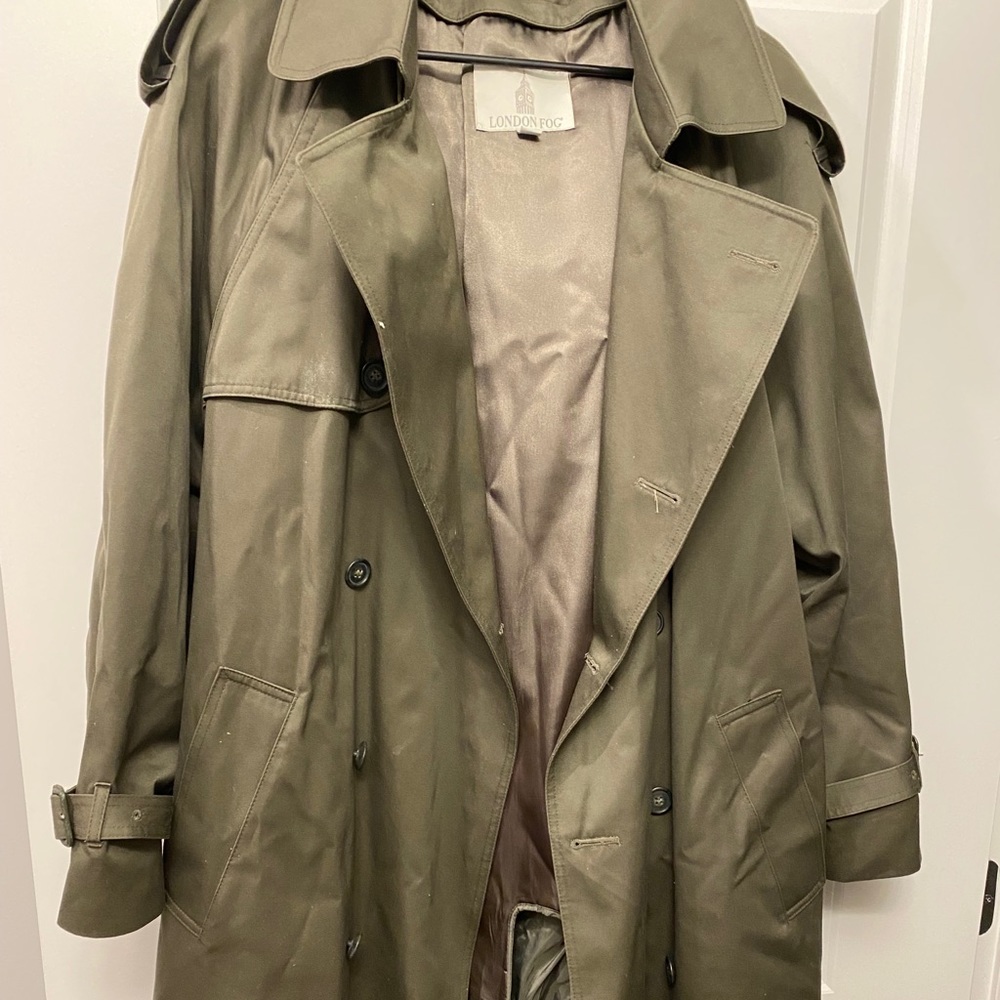 neutral London Fog trench coat